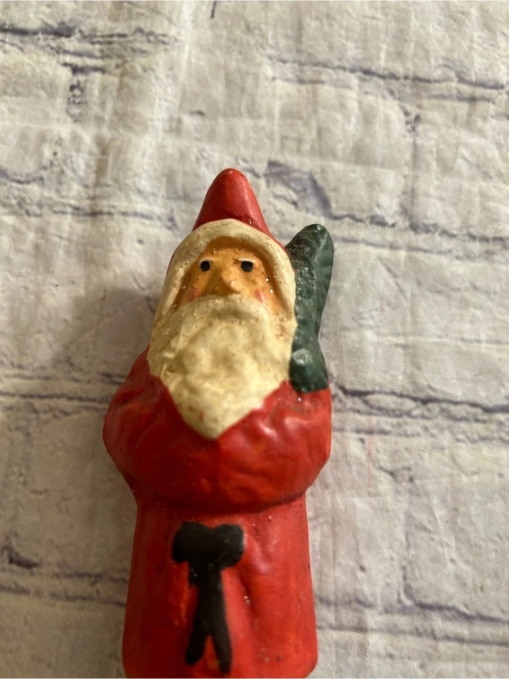 A.A.IMPORTING CO. MADE IN TAIWAN PAINTED SANTA WITH GREEN BRANCH TREE HEAVY